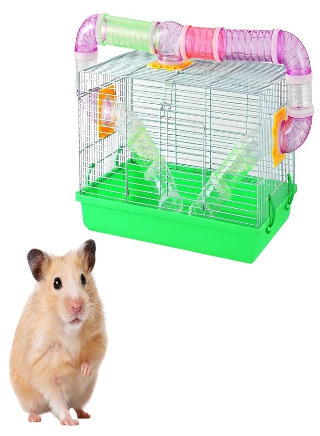 Western Era Hamster Cage Tunnel 1 Floor- Wired Top for Easy Viewing, Built-in Handle for Portability, Fully Ventilated for Pet, Safe & Secure Transport of Gerbils, Small Pets, Food Tray & Water Bottle - Image 1
